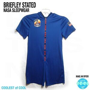 Briefly Stated NASA  Hooded Romper Men’s Size M sleepwear pajama jumper lounge